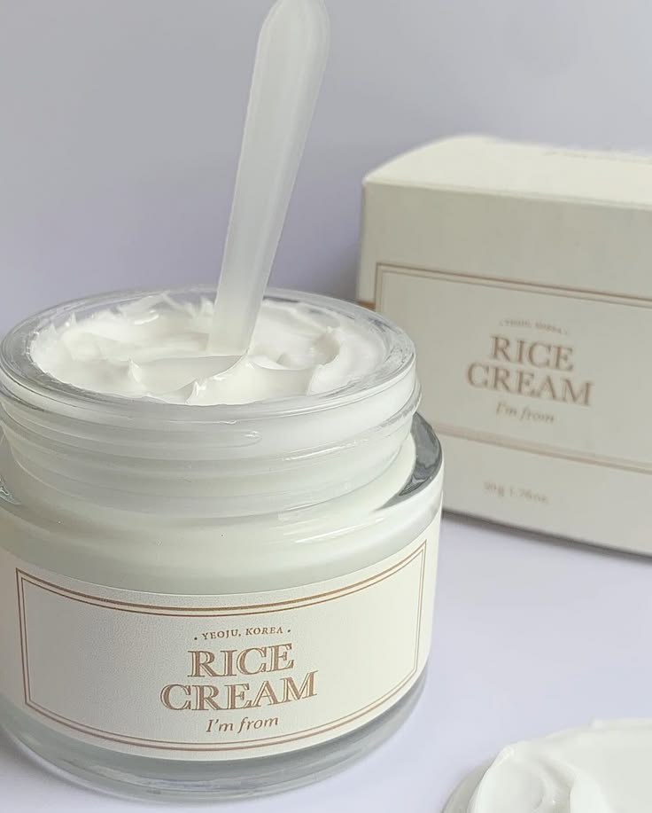I'm From Rice Cream open jar with spatula showing whipped cream texture beside outer box — EmartGCC Kuwait
