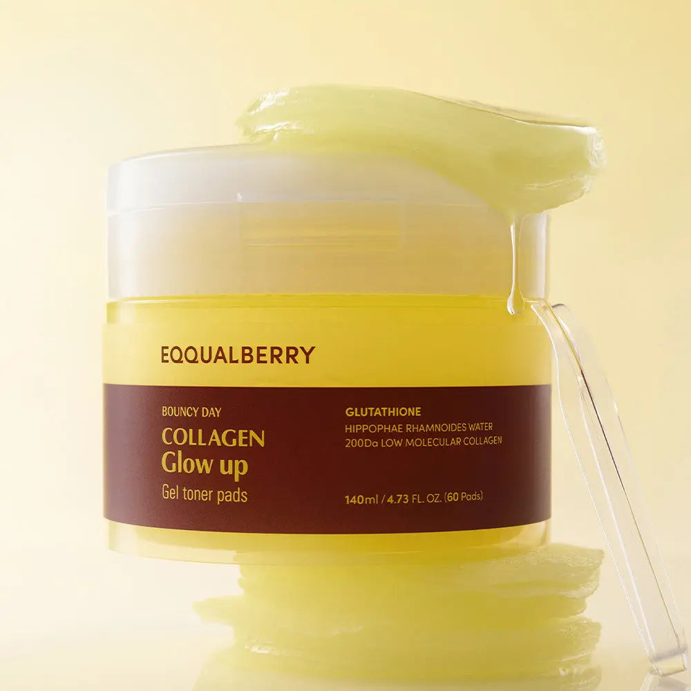 EQQUALBERRY Collagen Glow Up Gel Toner Pads texture — EmartGCC Kuwait