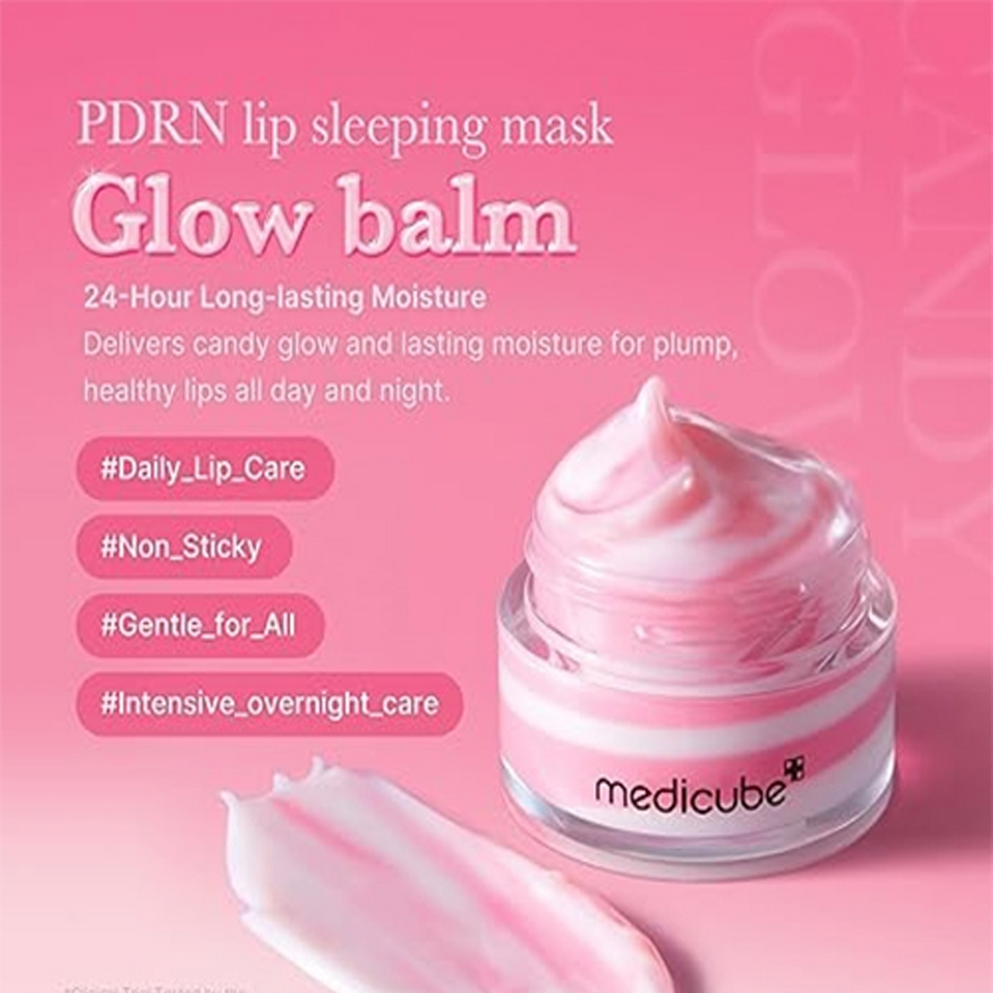 Key benefits of Medicube PDRN Lip Sleeping Mask: plumps and smooths lips with PDRN, collagen and shea butter