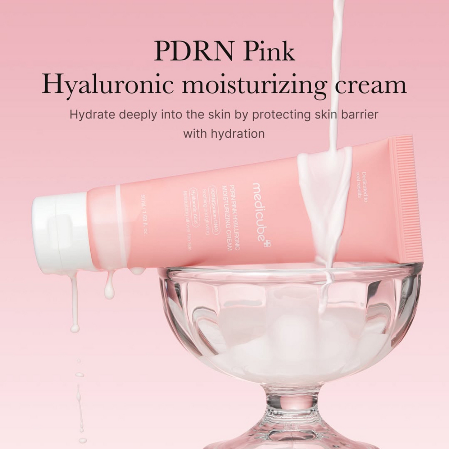 Key benefits of Medicube PDRN Pink Hyaluronic Moisturizing Cream: deep hydration, barrier support and soothed skin