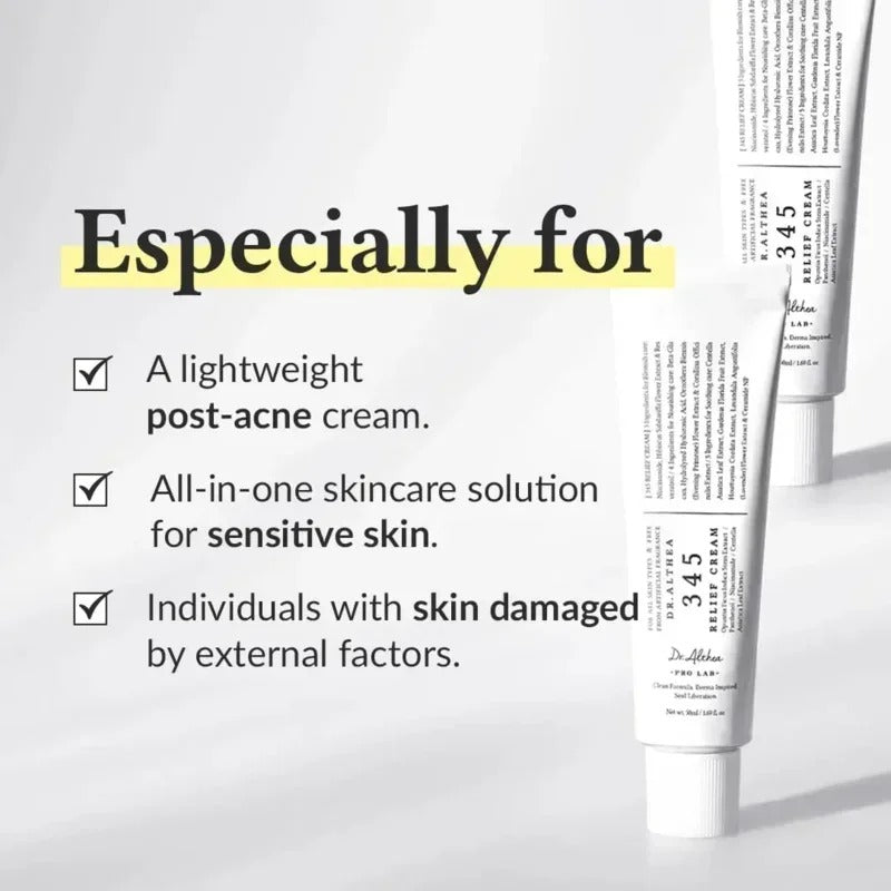 Dr.Althea 345 Repair Cream with Niacinamide & Panthenol – 50ml — packaging, back label with full ingredient list