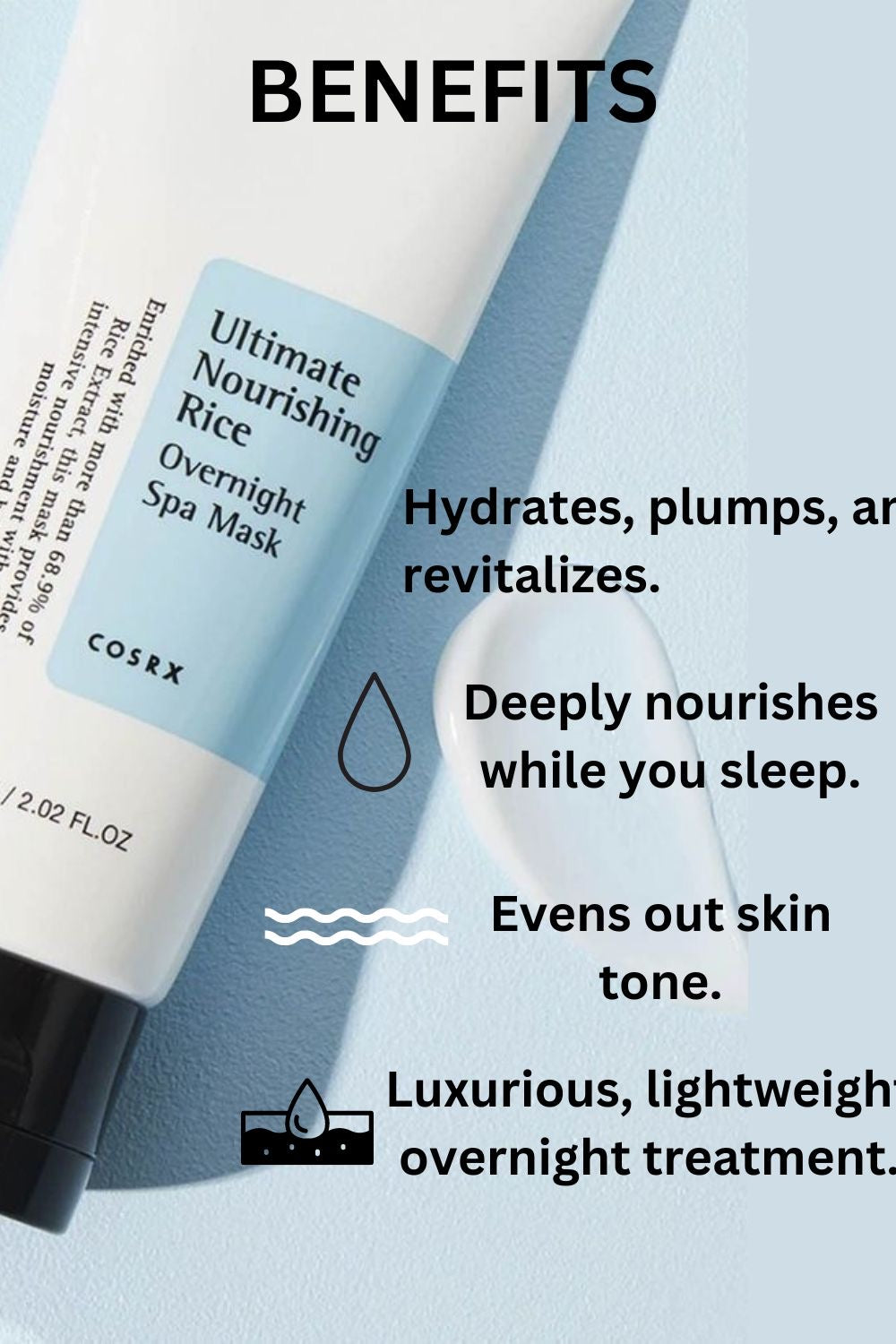 COSRX - Ultimate Nourishing Rice Overnight Mask (60ml) (Renew)