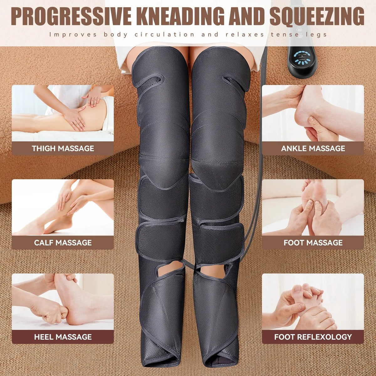 Air Compression Leg Massager – Foot, Calf & Knee
