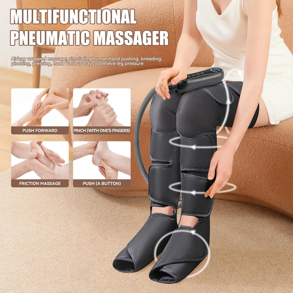 Air Compression Leg Massager – Foot, Calf & Knee