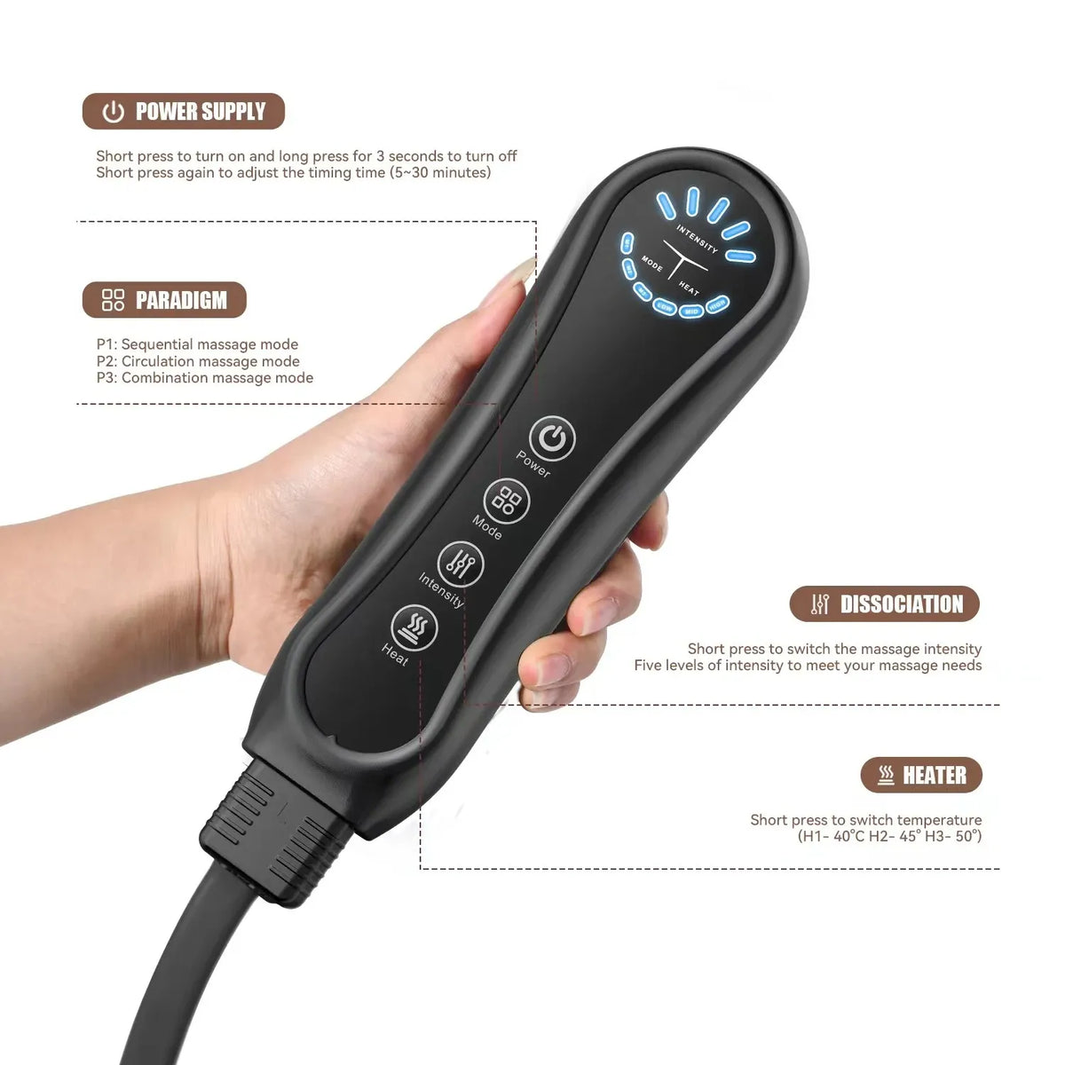 Air Compression Leg Massager – Foot, Calf & Knee