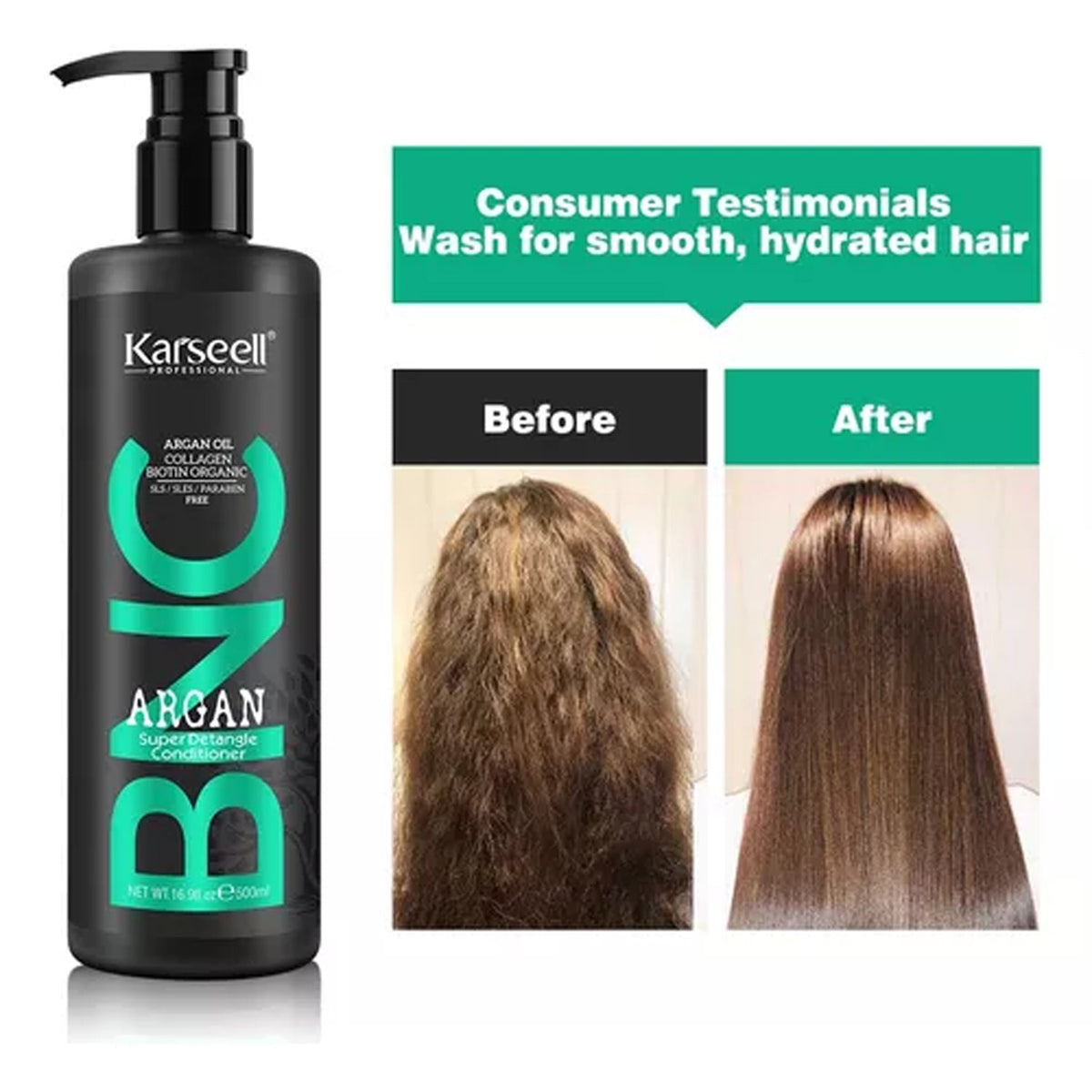 Special Offer Bundle Karseell Straightening Treatment  + Shampoo + Conditioner For Straight Hair - 500ml each