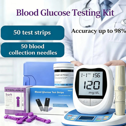 Medical Glucometer Kit with 50 Test Strips &amp; 50 Lancets