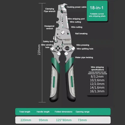 Foldable Wire Stripping Pliers