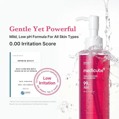 Medicube PDRN Hydrating Gel Cleanser jelly-to-foam texture with ceramides and LHA