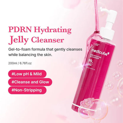 Key benefits of Medicube PDRN Hydrating Gel Cleanser: gentle cleansing, pore care and a comfortable skin barrier