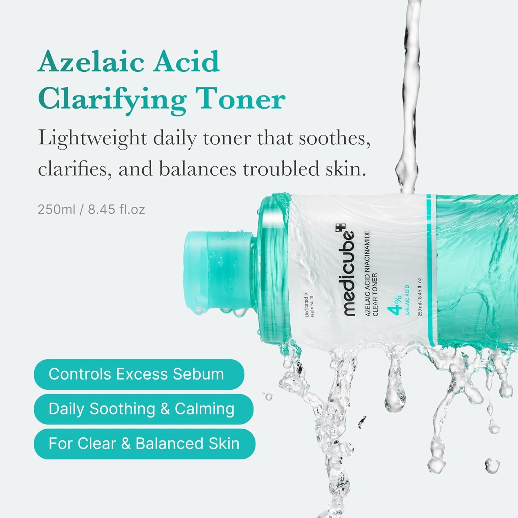 Key benefits of Medicube Azelaic Acid Niacinamide Clear Toner: clearer skin, brighter tone and calmer redness