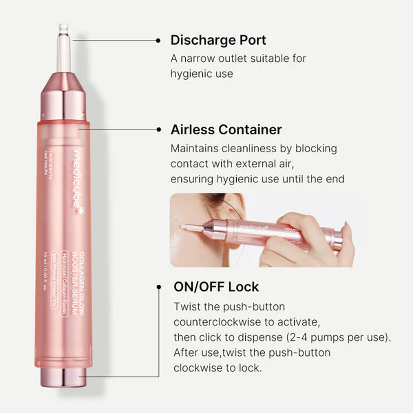 Medicube Collagen Glow Booster Serum advantages — 260 Dalton deep-absorption collagen