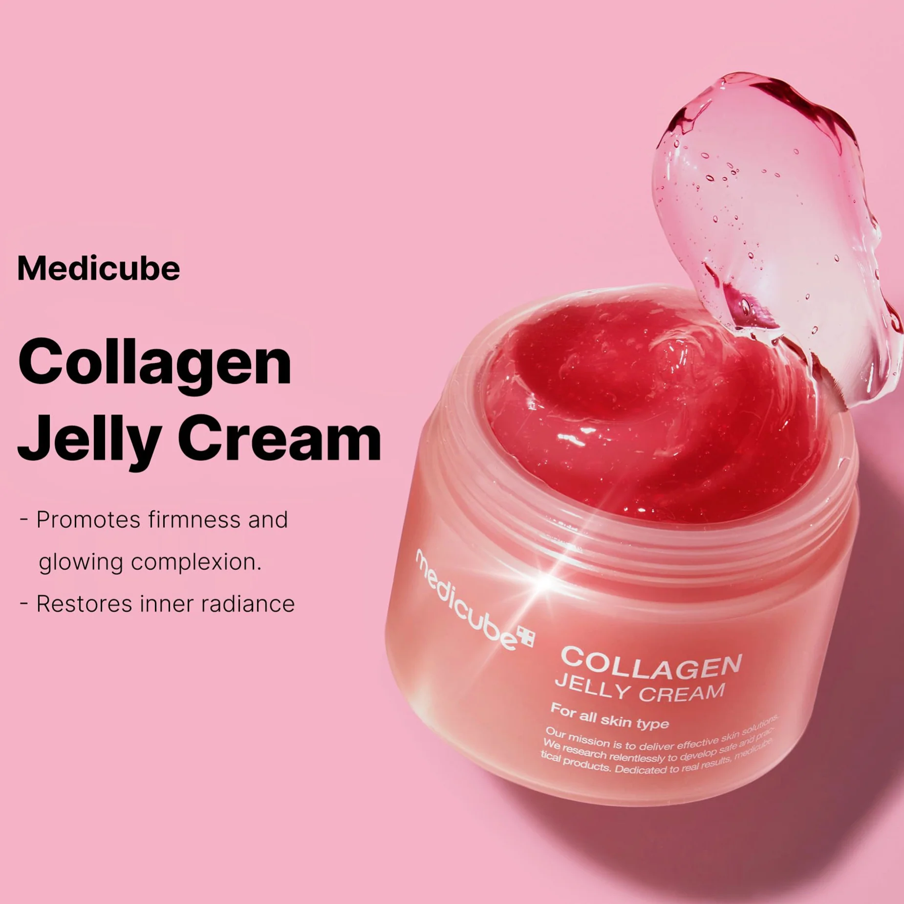Medicube Collagen Jelly Cream advantages — freeze-dried collagen and niacinamide in a lightweight jelly texture