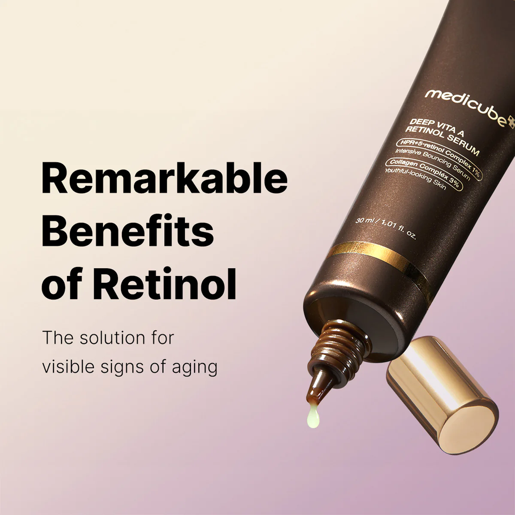 Medicube Deep Vita A Retinol Serum advantages — seven layers of stabilised retinol with bakuchiol