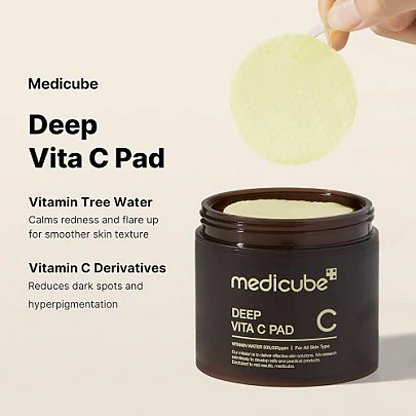 Key benefits of Medicube Deep Vita C Pad: brightening, gentle exfoliation and smoother skin texture