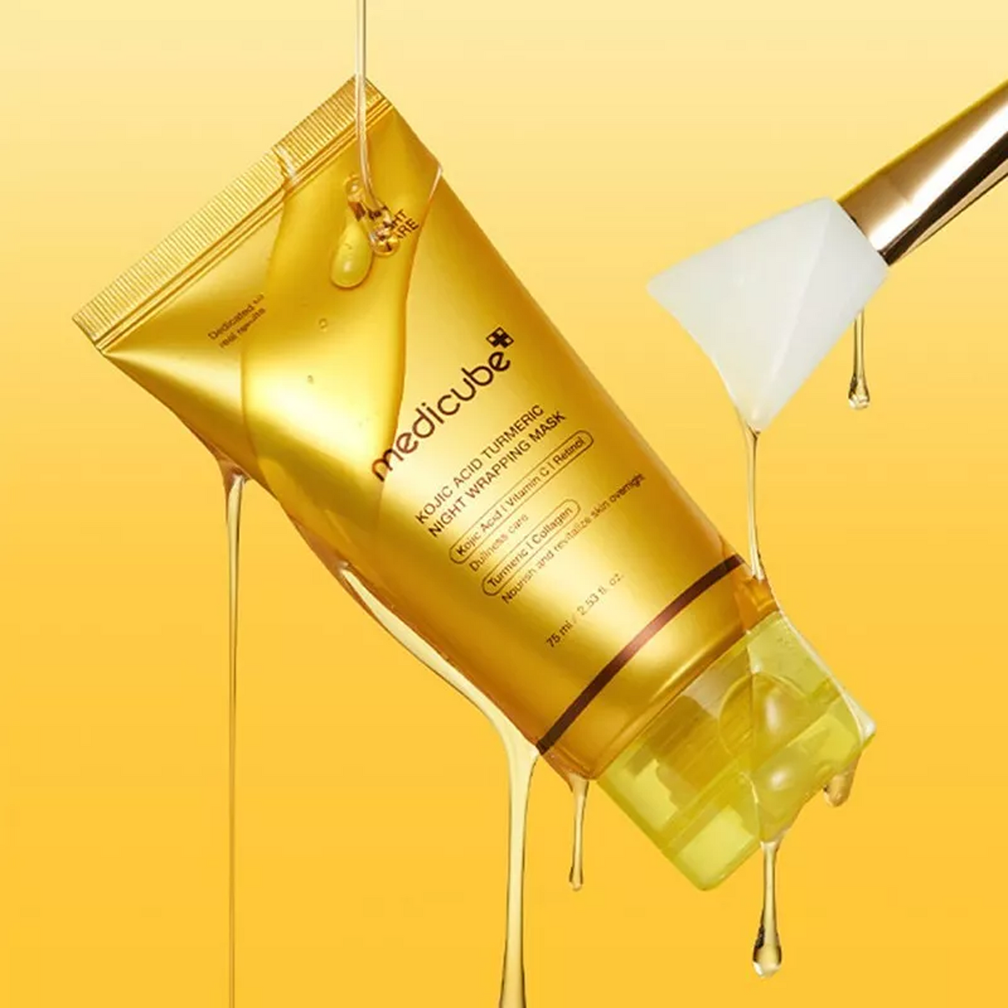 Medicube Kojic Acid Turmeric Night Wrapping Mask peel-off film texture and application