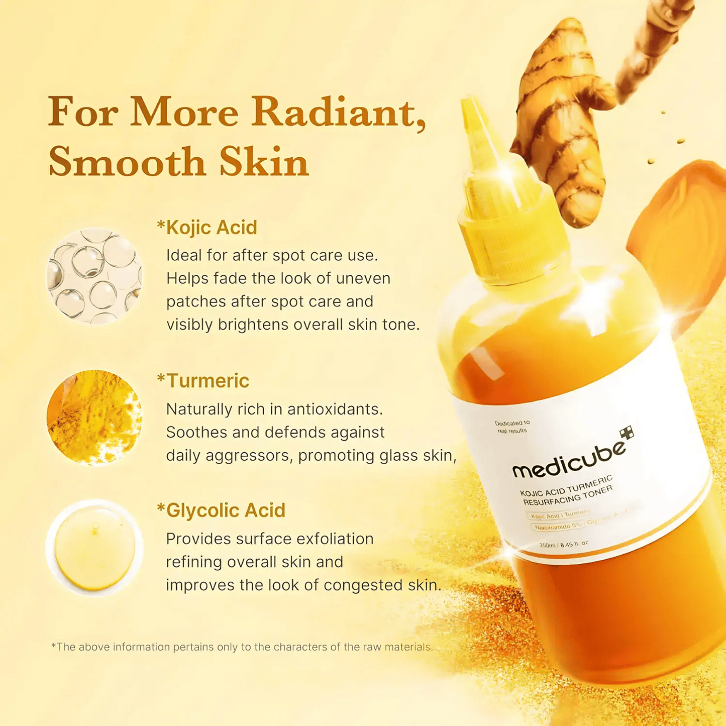 Medicube Kojic Acid Turmeric Resurfacing Toner advantages — glycolic acid with kojic acid and turmeric