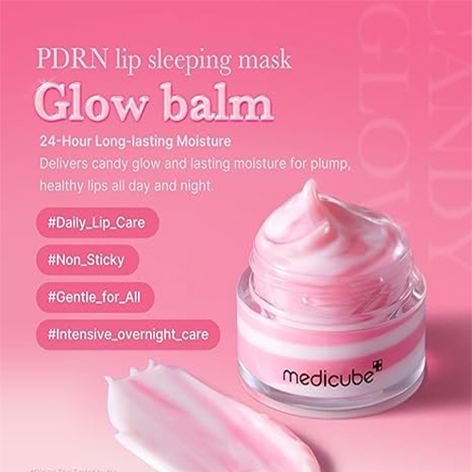 Key benefits of Medicube PDRN Lip Sleeping Mask: plumps and smooths lips with PDRN, collagen and shea butter