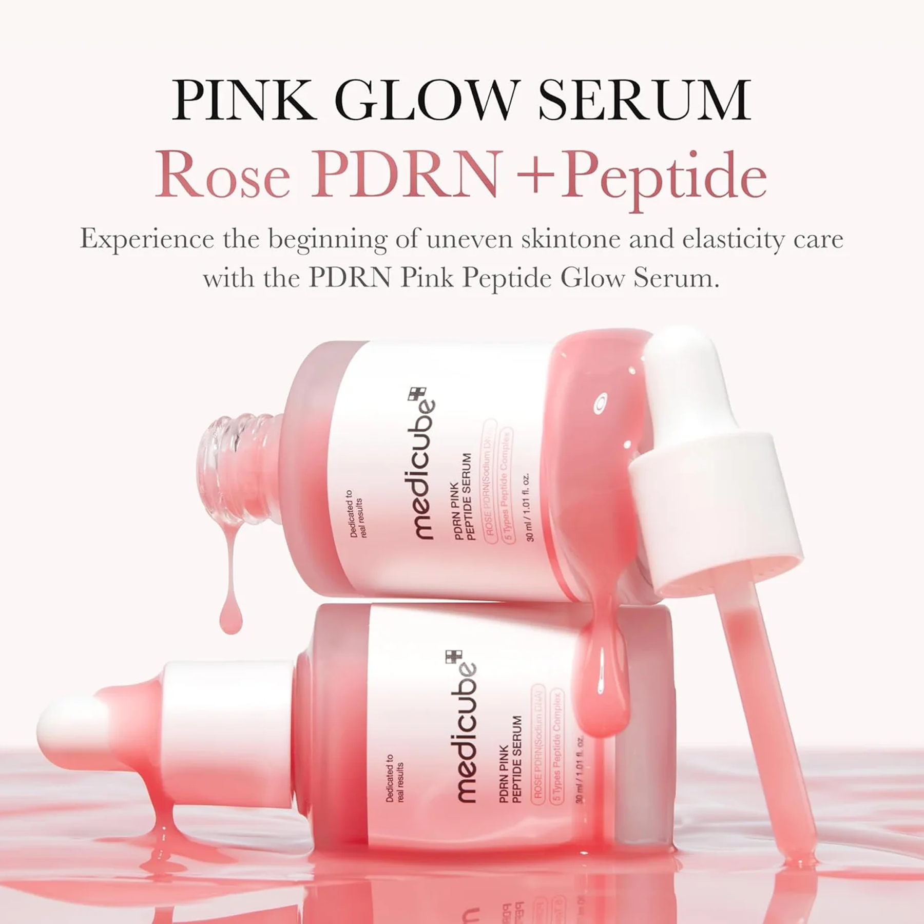 Benefits of Medicube PDRN Pink Peptide Serum: improved elasticity, even tone and lasting hydration