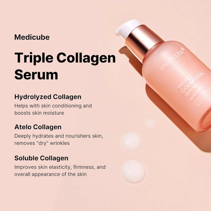 Key benefits of Medicube Triple Collagen Serum 4.0: improved elasticity, deep hydration and smoother skin texture