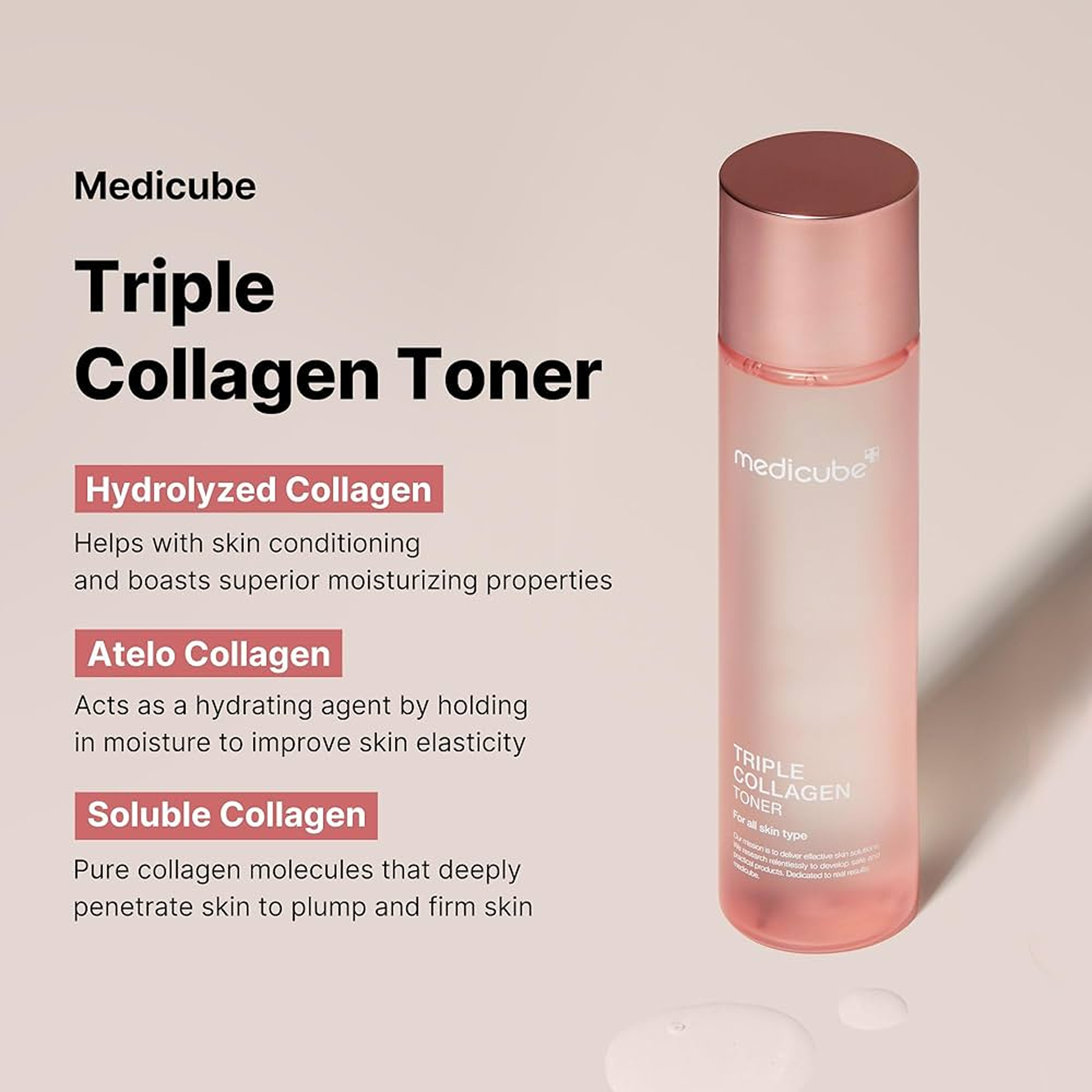Key benefits of Medicube Triple Collagen Toner 4.0: hydration, firmness and glow