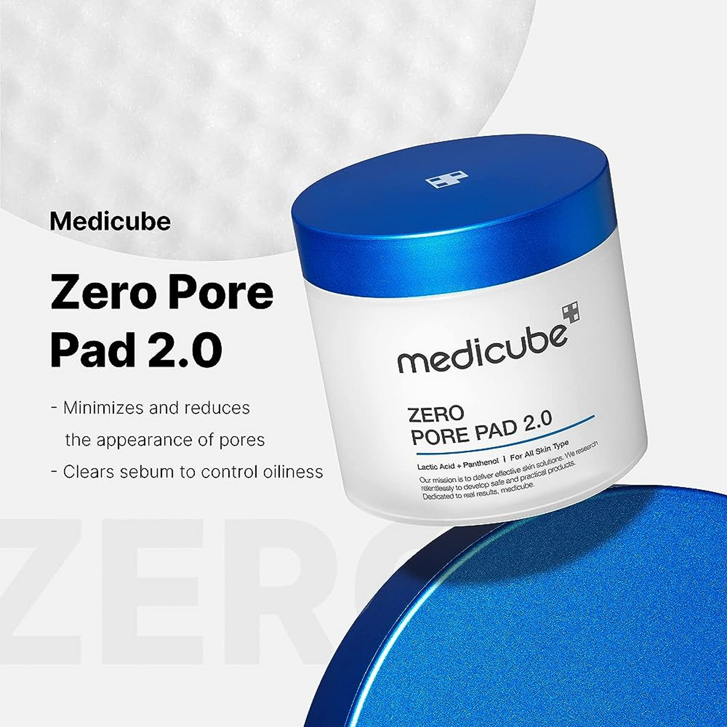 Medicube Zero Pore Pad 2.0 dual-textured pad — embossed exfoliating side and silky soothing side