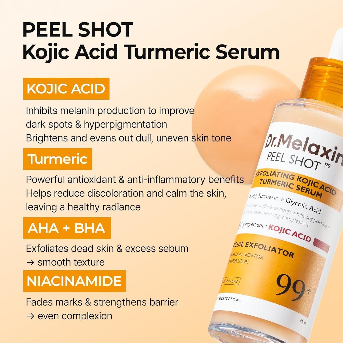 Dr.Melaxin - Peel Shot Exfoliating Kojic Acid Turmeric Serum [80ml]