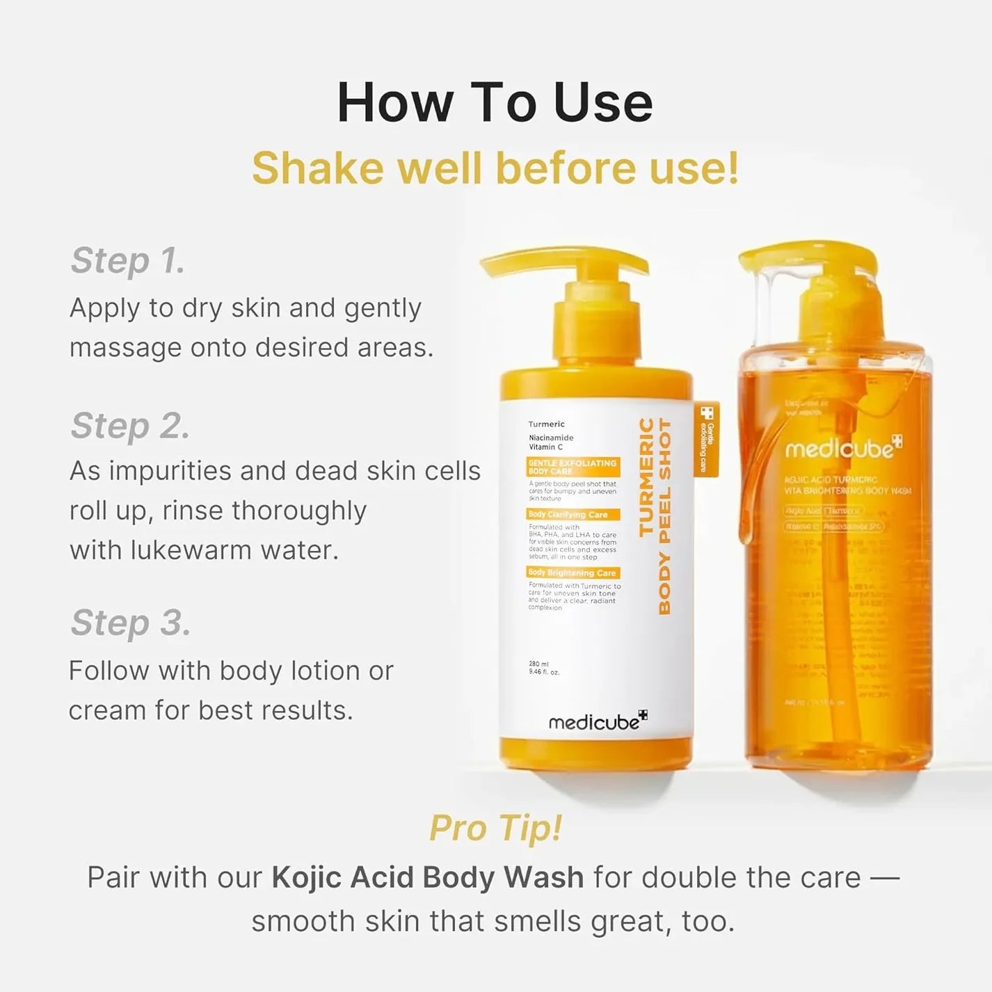 ⁠Medicube - Kojic Acid Turmeric Body Peel Shot (280ml)