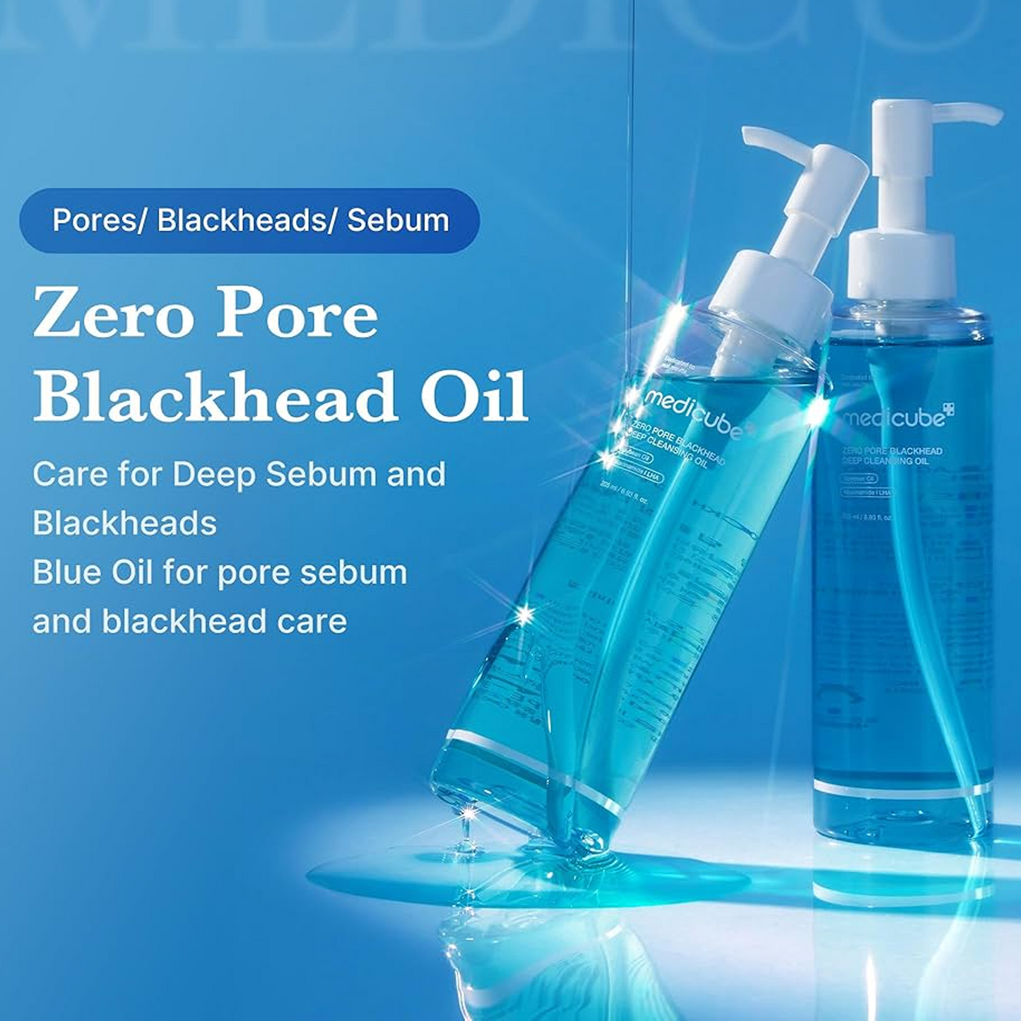 Medicube Zero Pore Blackhead Deep Cleansing Oil key benefits — dissolves sebum and blackheads with 90.6% plant-derived oils